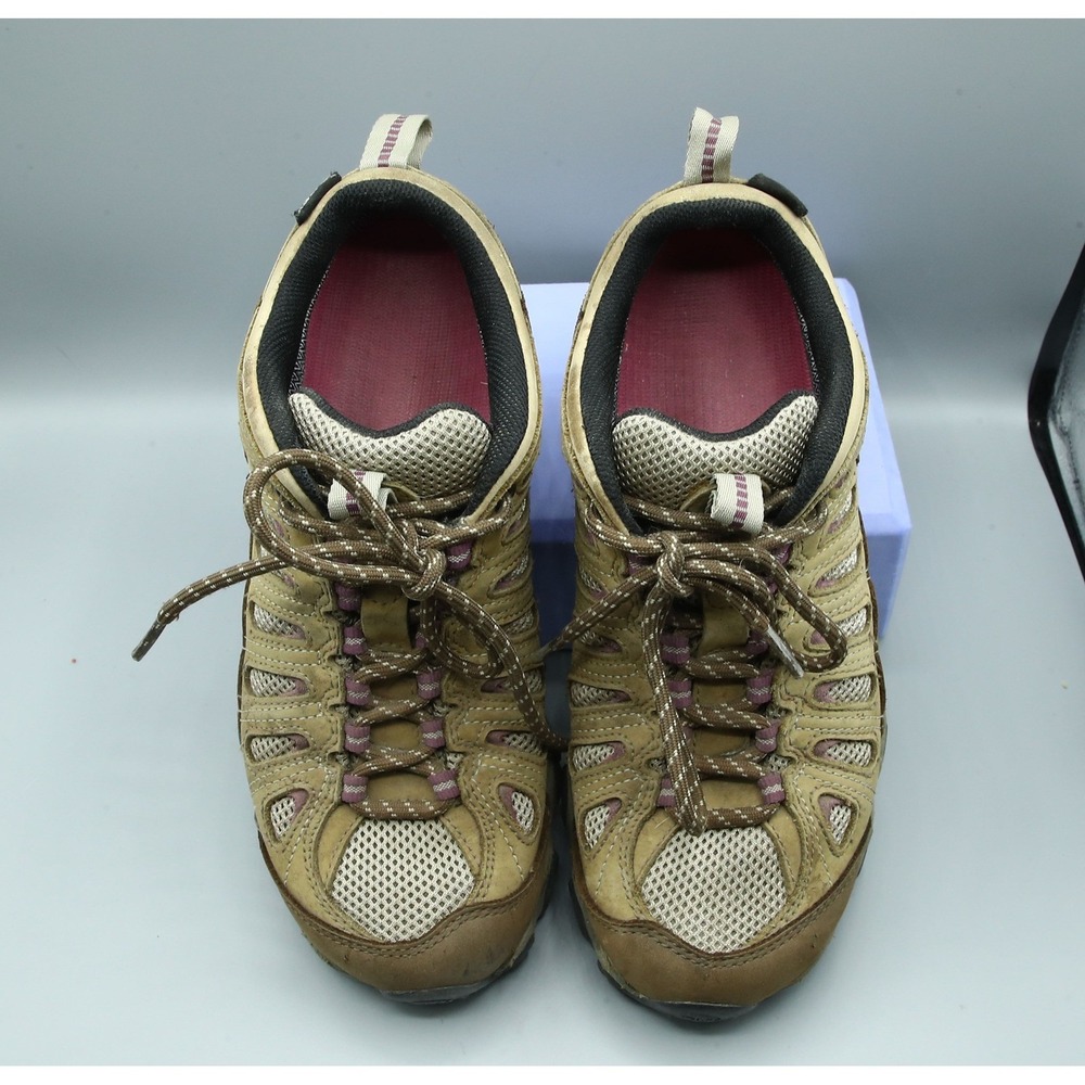 Oboz Sawtooth Low B-DRY Waterproof Hiking Shoes Brown Tan Purple Womens 8.5
